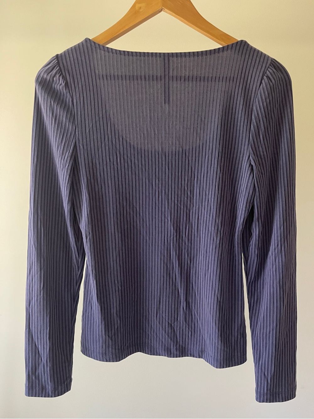 Anthropologie Navy Ribbed Scoop Neck Long Sleeve Top Size S - Picture 3 of 5